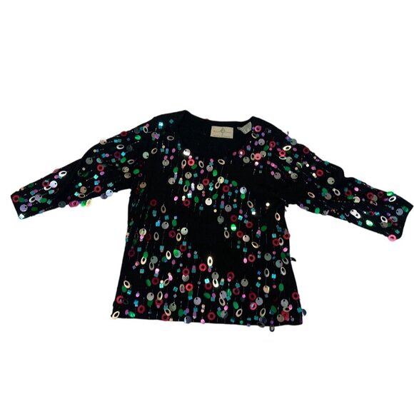 Design Options Womens Colorful Sequin Knit Sweater Size M - Picture 6 of 8